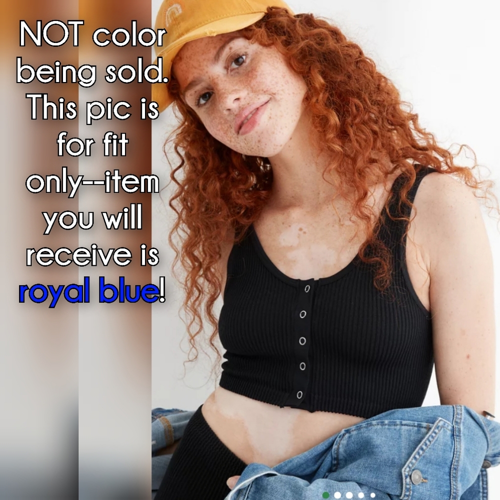 AERIE Longline Seamless Royal Blue Bralette - Picture 4 of 14